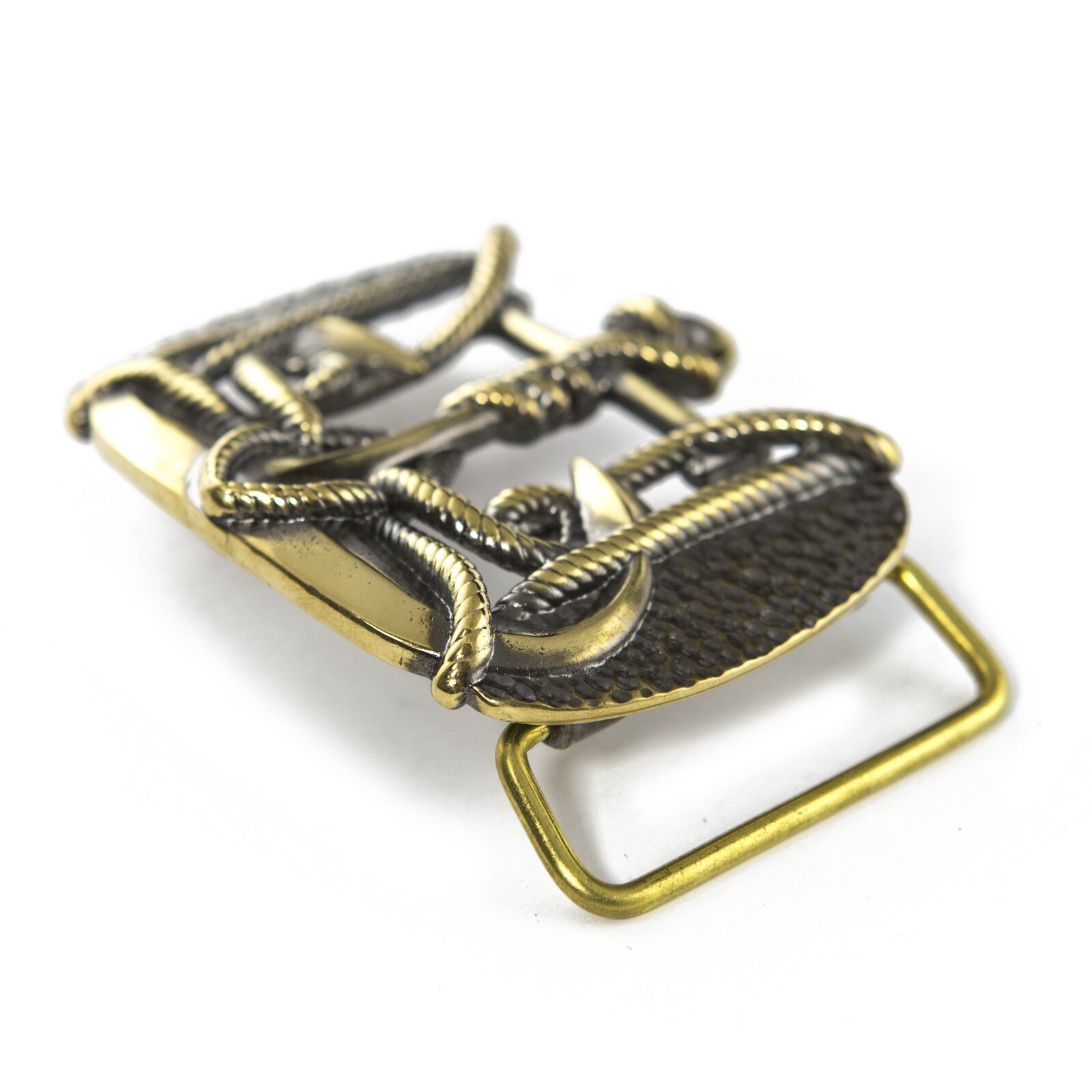 Brass belt buckle Trident Anchor, Ukrainian symbol, Sea anchor belt buckle
