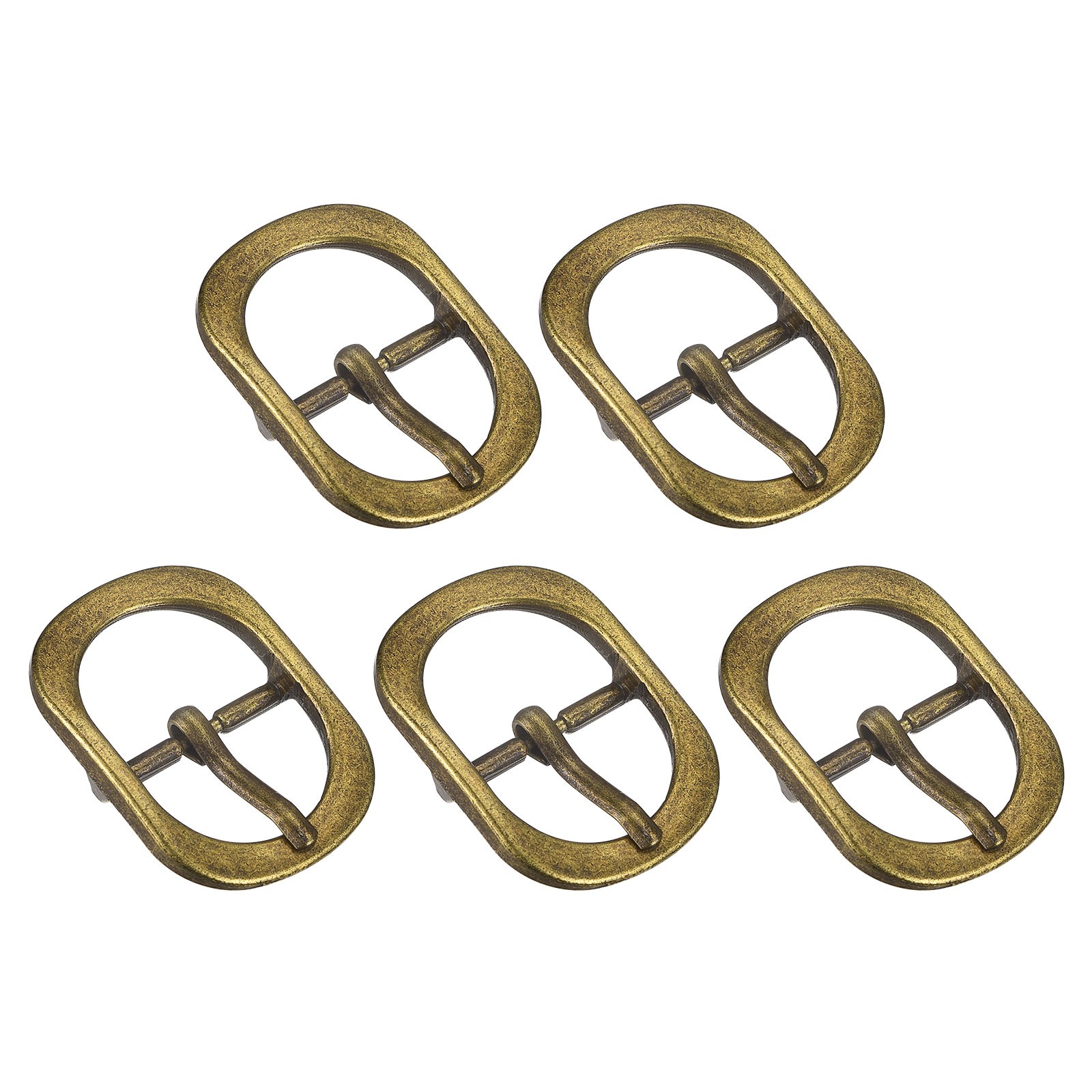 5Pcs 0.75&Prime; Single Prong Belt Buckle Oval Center Bar Buckles for Belt Brass