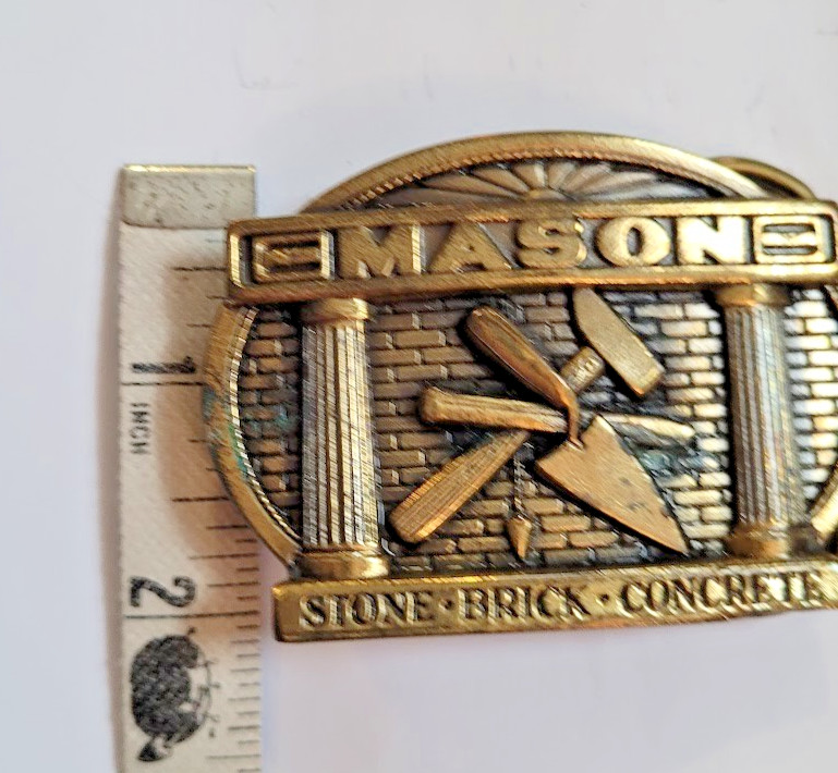 VTG Mason Tradesman Brass Belt Buckle 82 The Great American Buckle Co USA