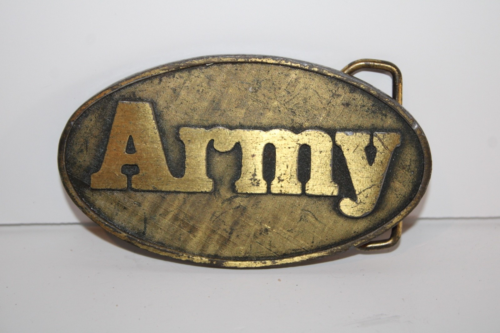 Vintage Army Brass Tone Belt Buckle Outstanding Support Recruiting 3.75”