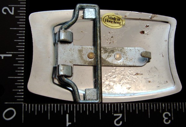 LI08128 VINTAGE ***GOLDTONE COVERED WAGON*** SILVERTONE WESTERN BELT BUCKLE