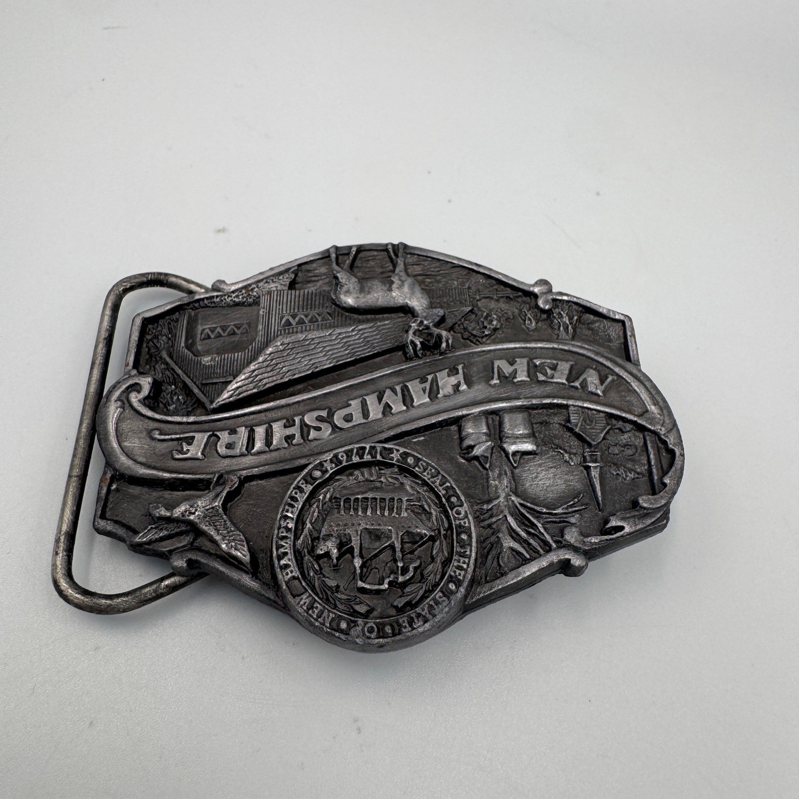 Vintage 1986 Siskiyou New Hampshire State Seal Belt Buckle S-55 Made in USA