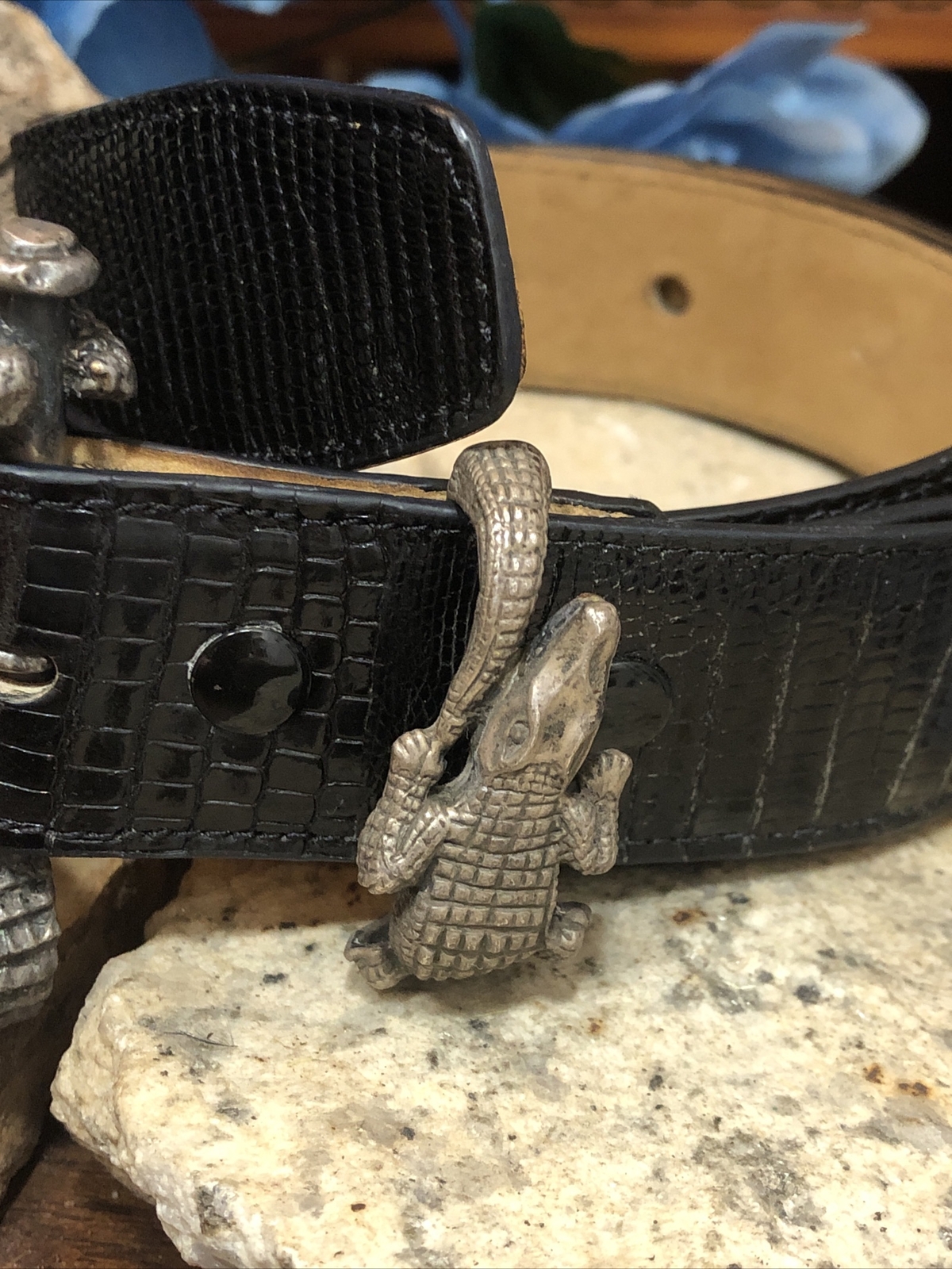 Vintage J.DEEGAN Sterling Silver 925 ALLIGATOR Crocodile belt BUCKLE 6.2oz, 175g