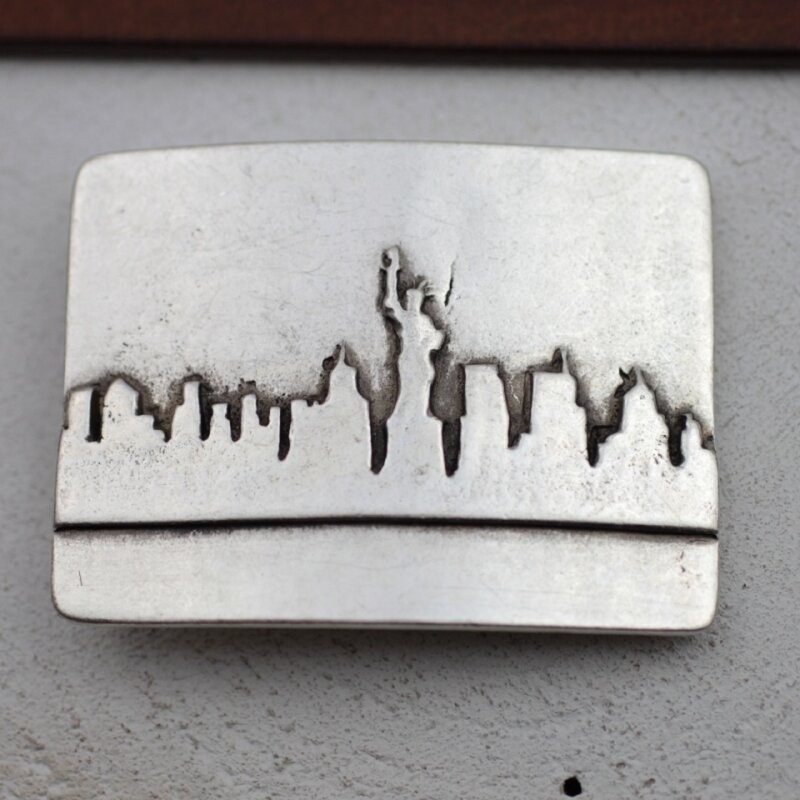 New York City Silhouette Belt Buckle Skyline Metal Urban Modern Design
