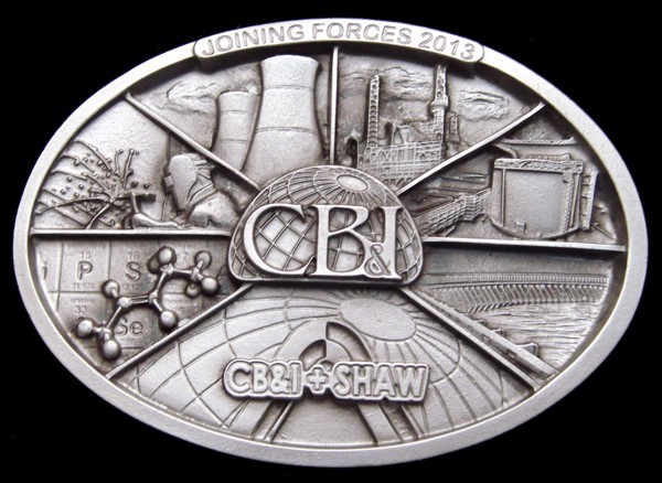OB20142 *NOS* 2013 **CB&I + SHAW** ENERGY & POWER CONSTRUCTION PEWTER BUCKLE