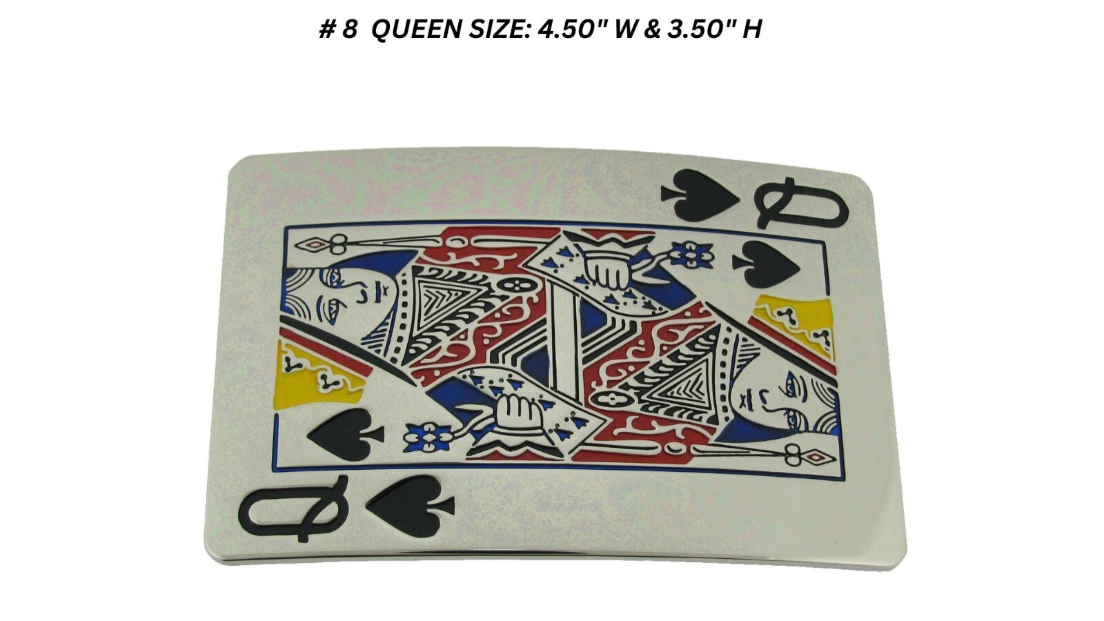 Initial Letter Q Queen of Spade Lucky Las Vegas Casino Silver Metal Belt Buckle