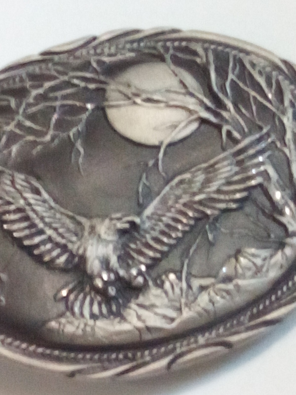Vintage Eagle Under The Moon Large Metal Belt Buckle SSI Arizona Handcrafted