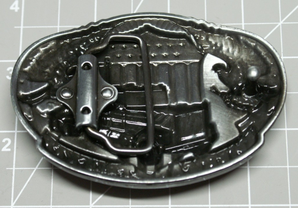 American Trucker Belt Buckle American Flag Colors Semi Truck A112