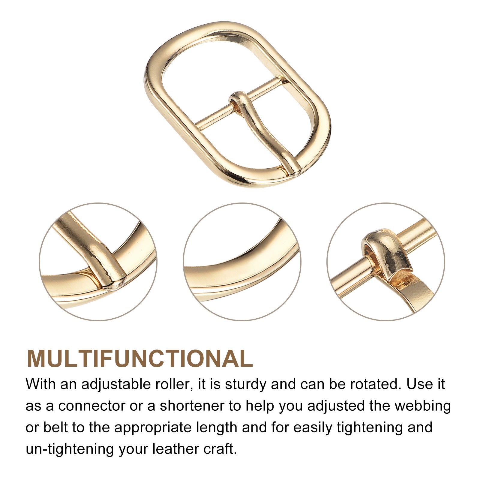 4Pcs 0.94&Prime; Single Prong Belt Buckle Oval Center Bar Buckles for Belt, Gold