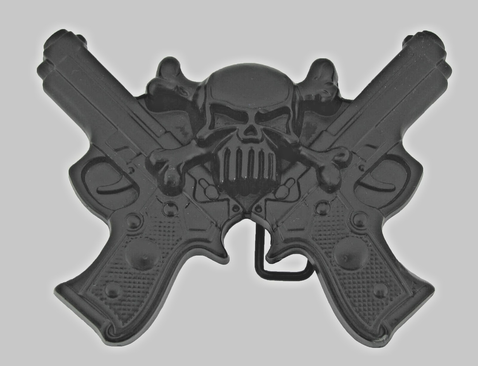 Skull Belt Buckle Guns Black Metal Emblem Pirate Halloween Costume New Men Women