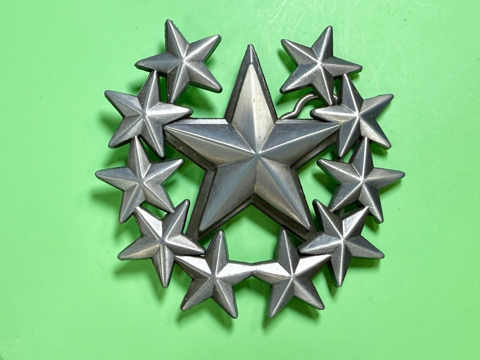 Eleven Five Pointed Star Cutout Silver Color Western Style LARGE Belt Buckle