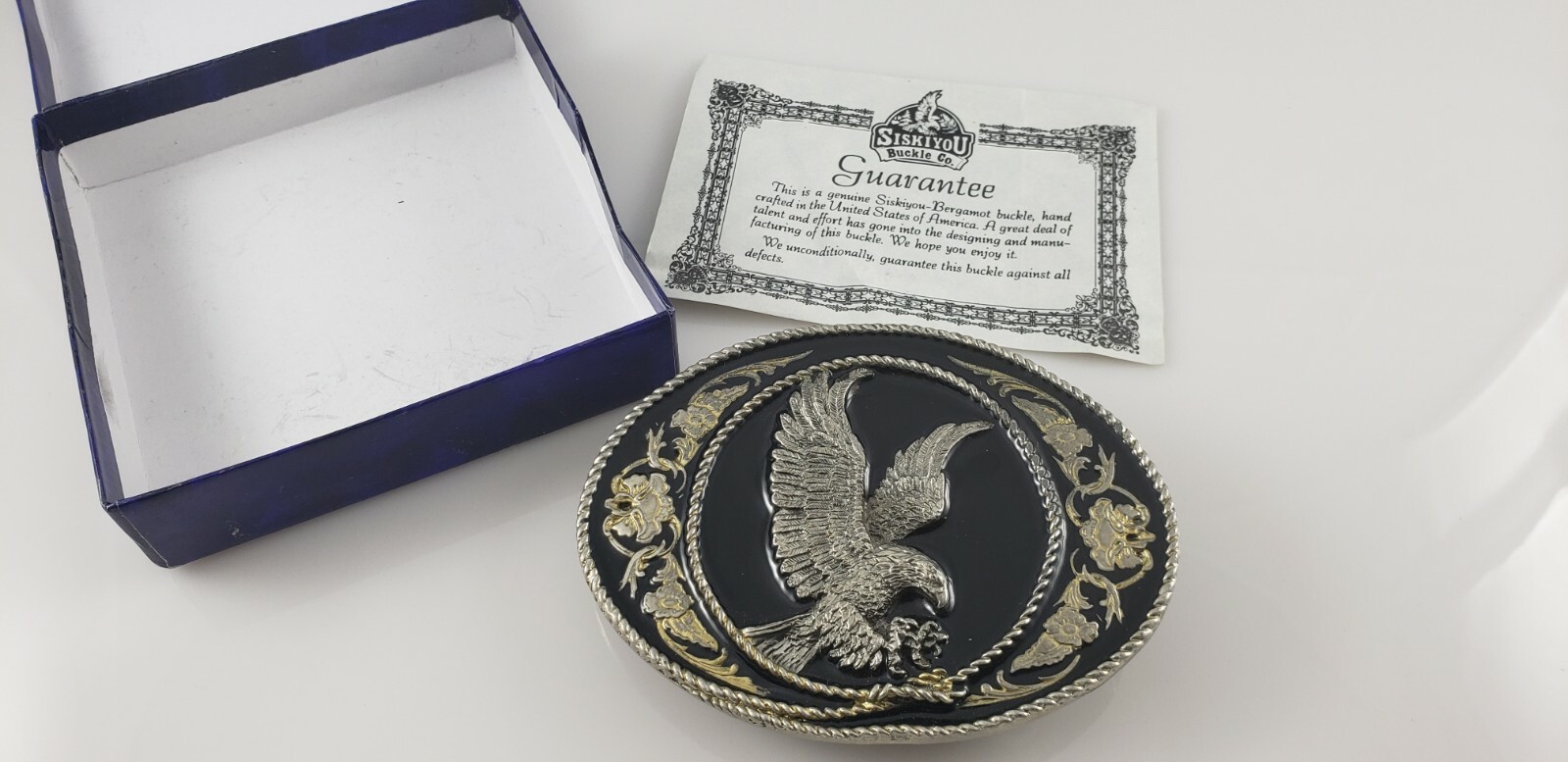 1991 Enamel Eagle Oval Siskiyou-Bergamot Metal Buckle