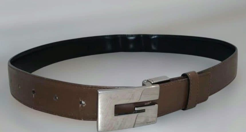 GUCCI buckle belt G Logo Silver hardware Made in Italy Leather Black Brown Men&rsquo;s