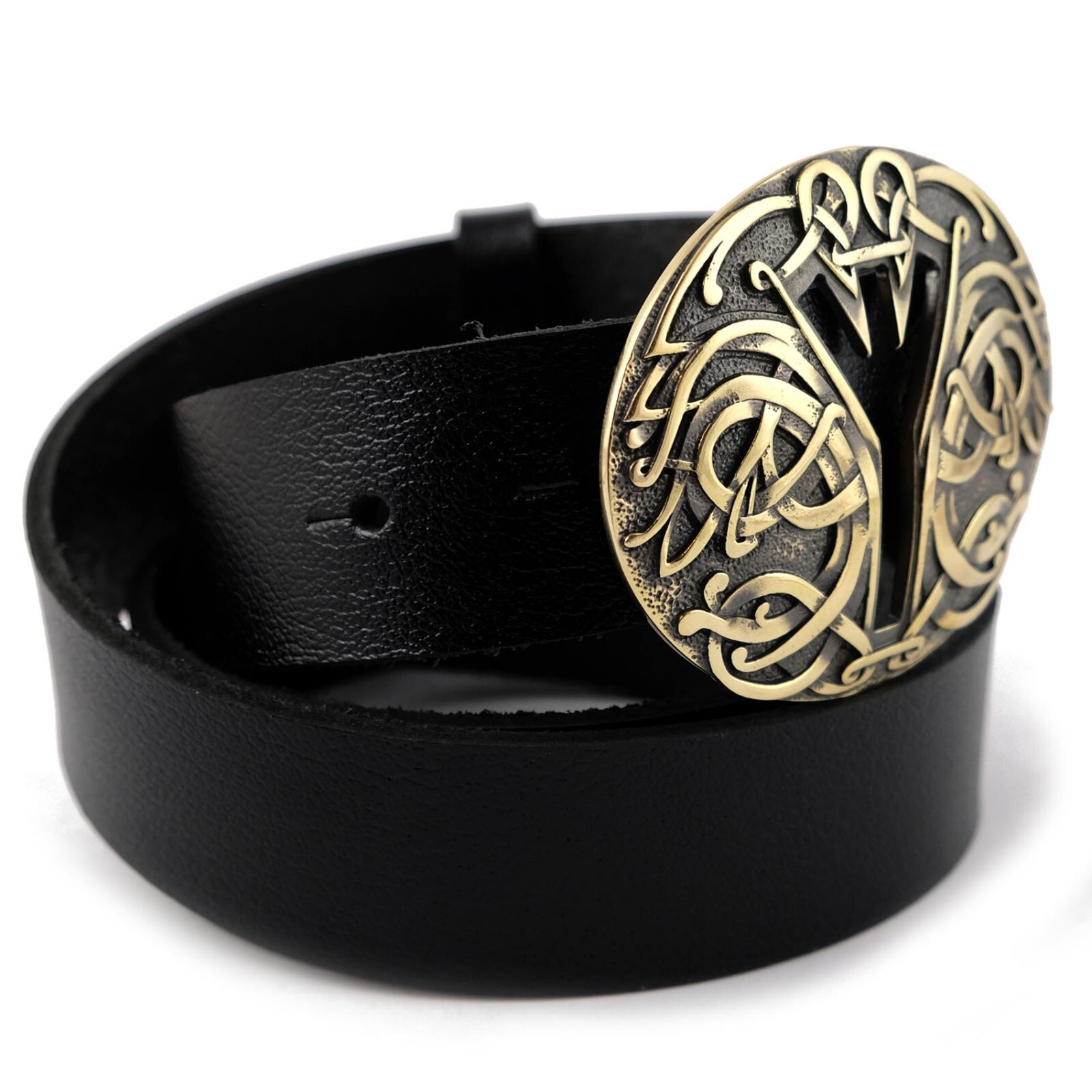 Algiz runic brass belt buckle, Life Rune Celtic Old Norse Scandinavian