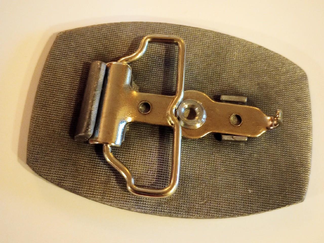 Vintage Pride Drilling C.A. Belt Buckle Brass with Orange Enamel Arizona Based?