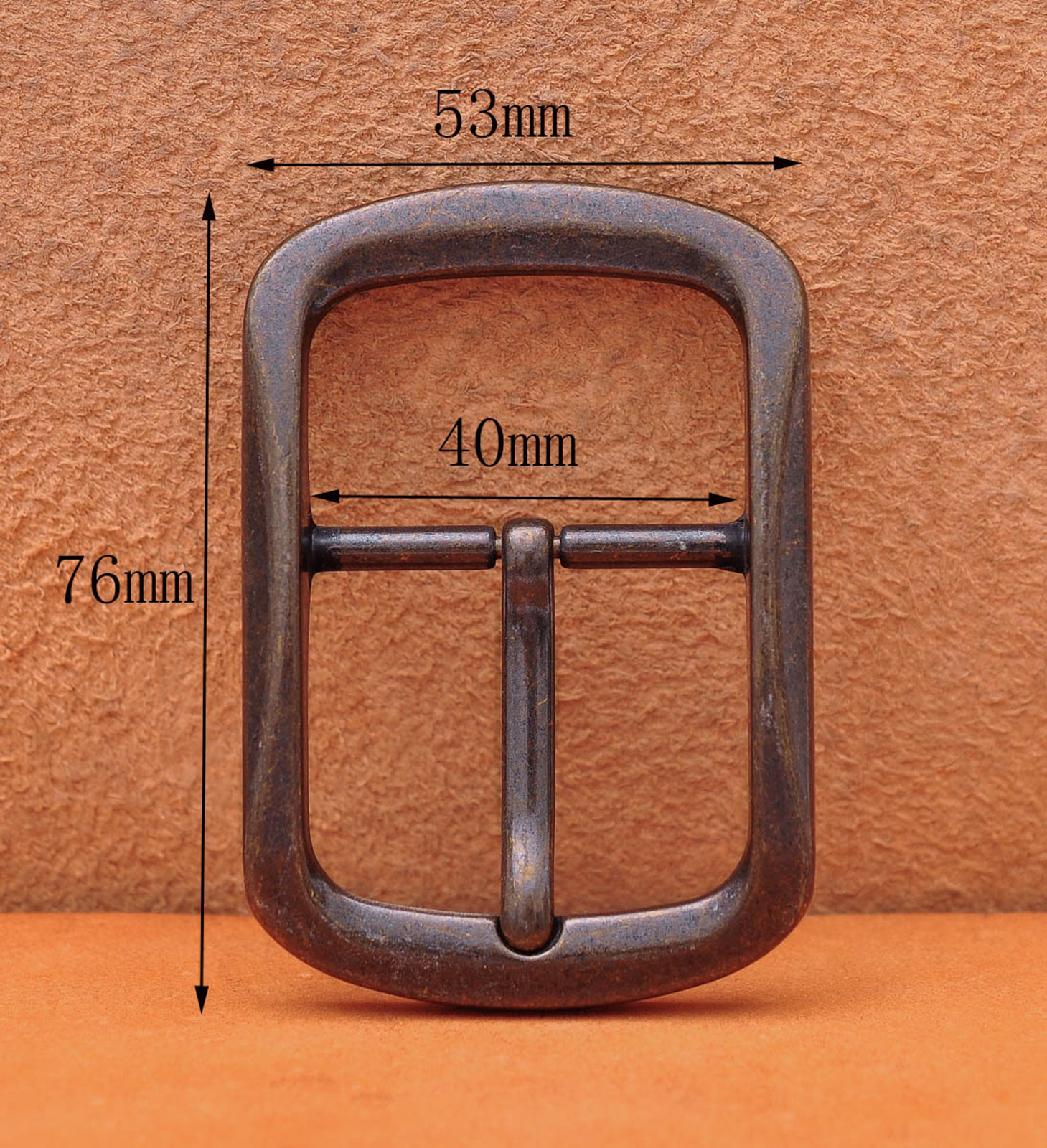 Heavy Duty Solid Antique Copper Two-Tone Center Bar Pin Belt Buckle Inner 40mm
