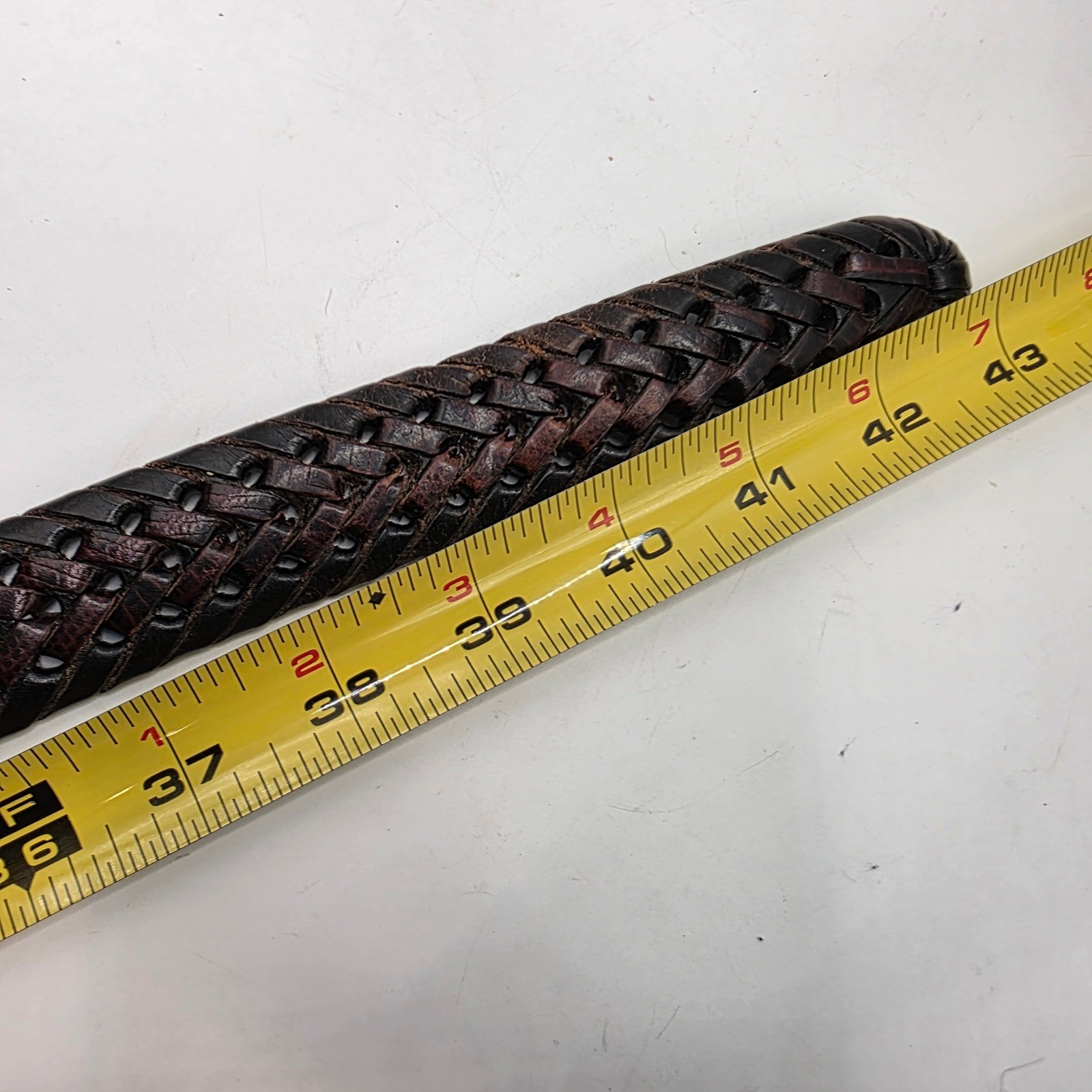 Brighton 94603 Dark Brown Braided Woven Leather Belt Silver Buckle 38
