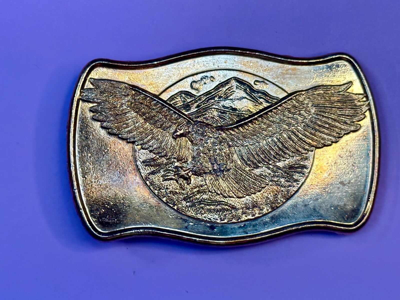Patriotic Majestic American Eagle Flying Over Usa Mountains Vintage Belt Buckle