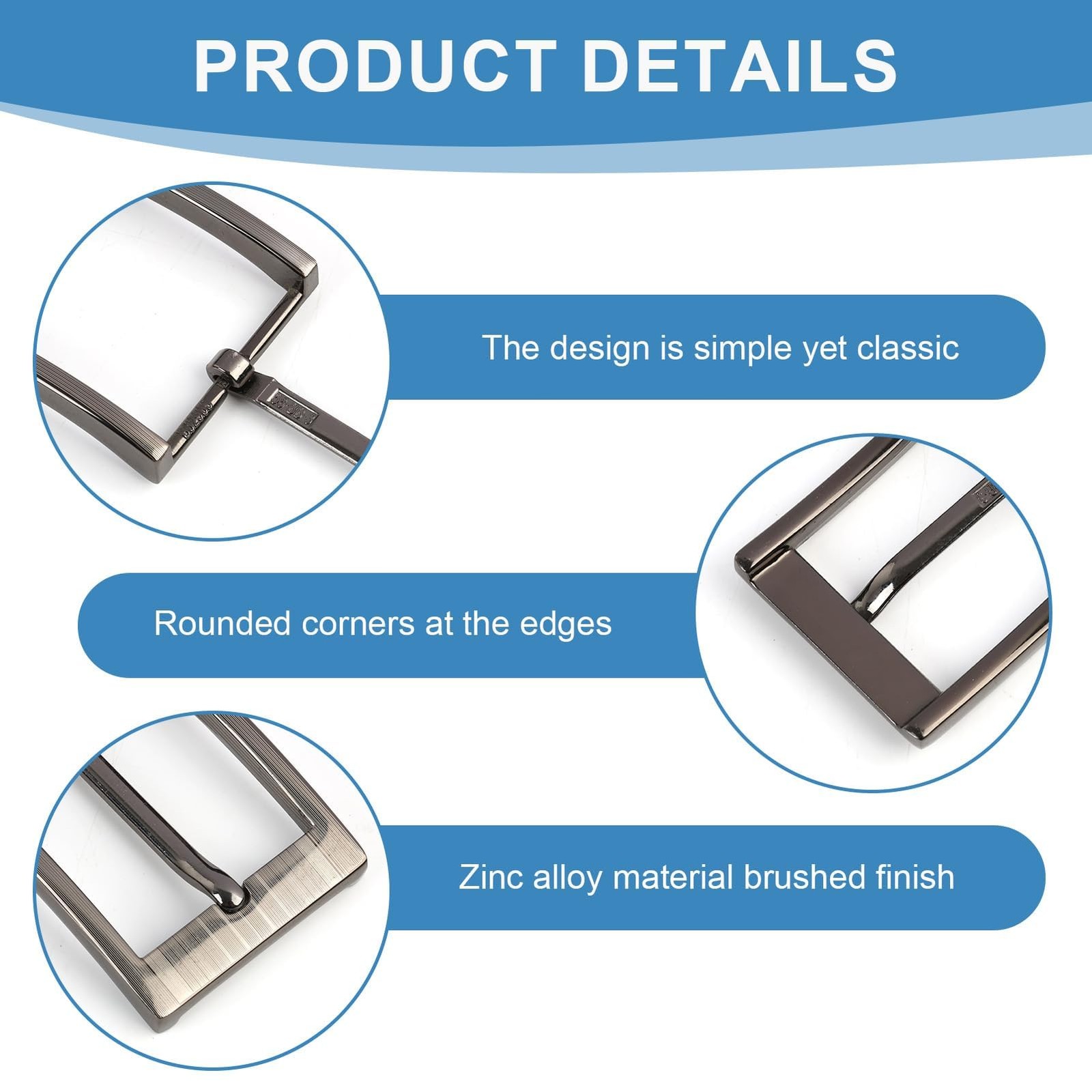 Men&rsquo;s Belt Buckle, Metal Belt Buckle, 40 mm, Snap Fastener, Square…