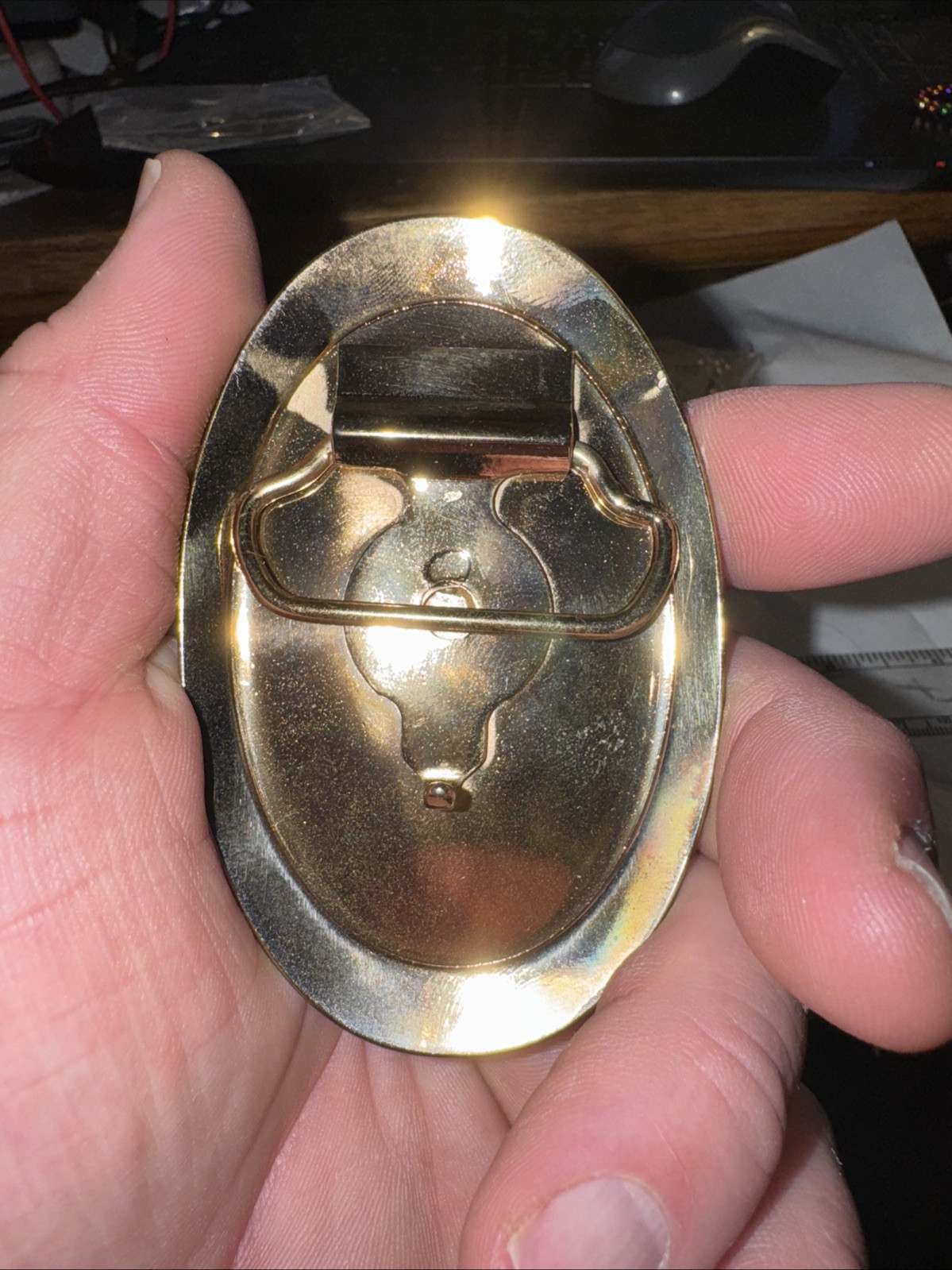 Vintage America Heart Flag Gold Belt Buckle Rare Fast Free Shipping