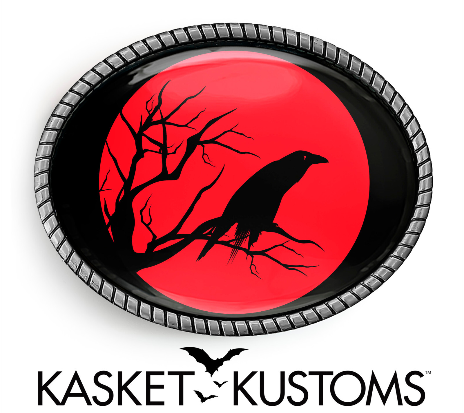 Raven Belt Buckle – Crow Silhouette Horror Halloween Handmade Belt Buckle – 648