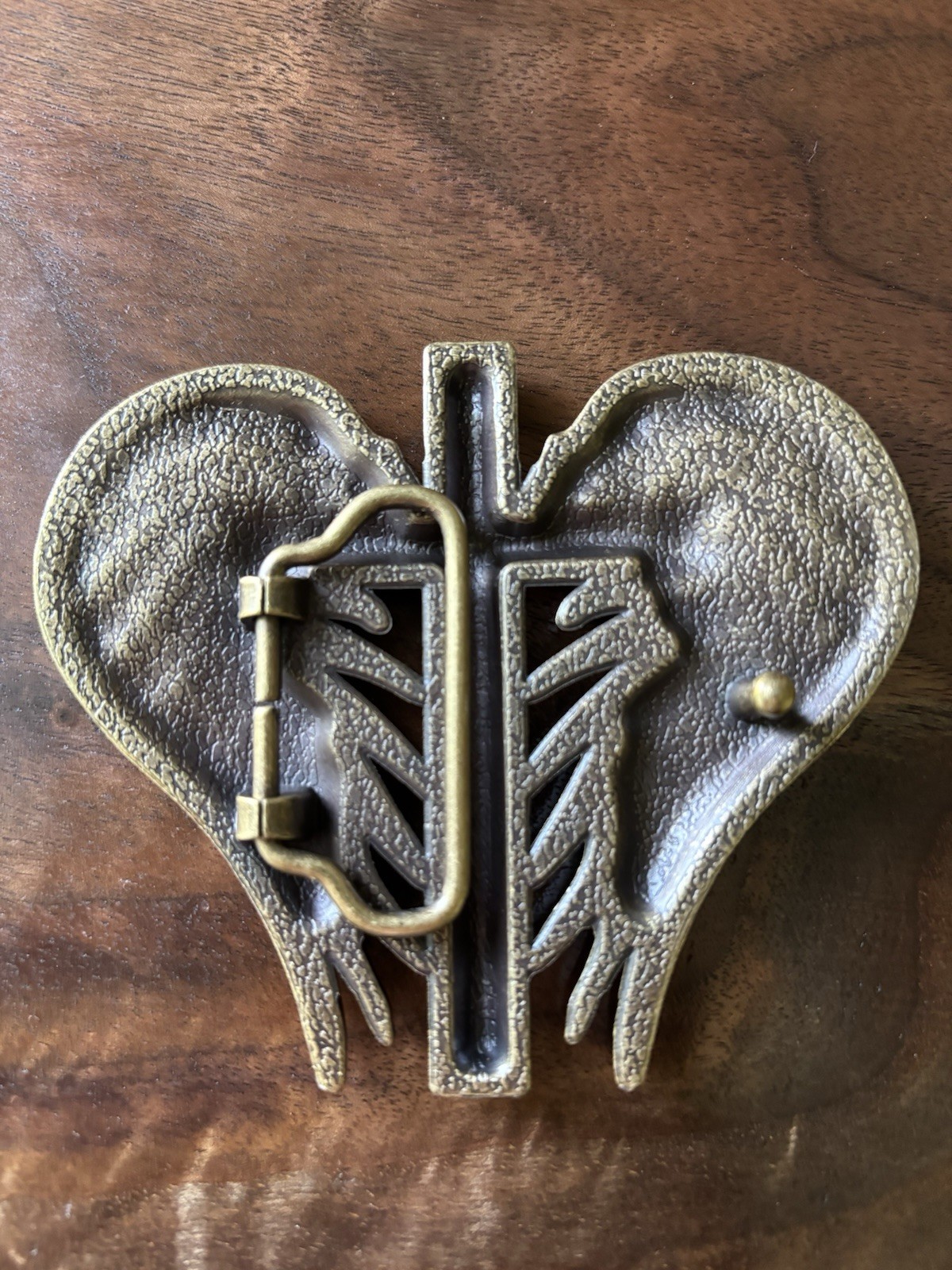 Western heart and Winged Cross Belt Buckle 3D