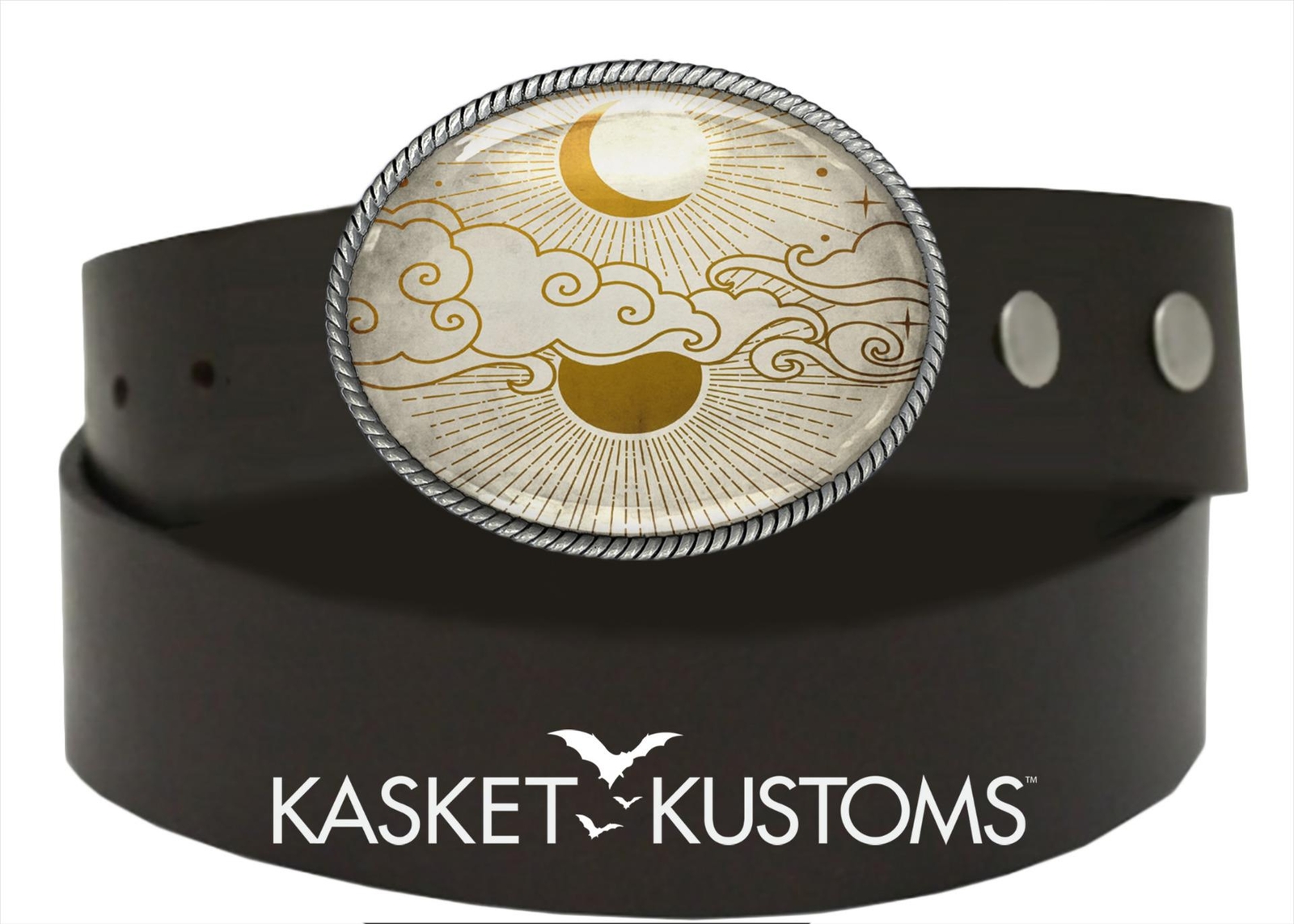 Minimalist Sun and Moon Belt Buckle – Celestial Handmade Silver Buckle – 918-2