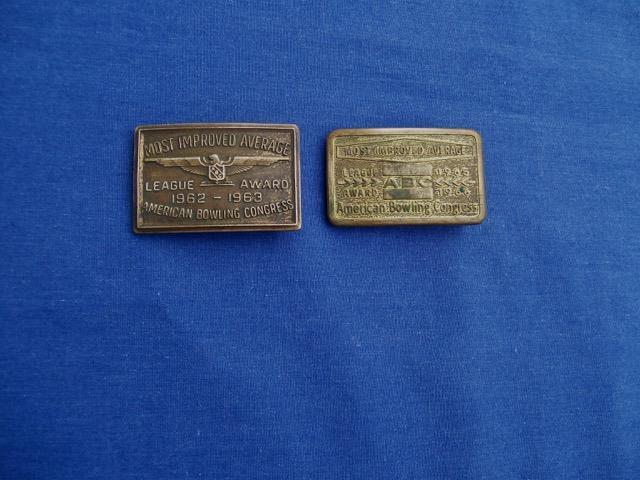 ( LOT OF 2 ) AMERICAN BOWLING CONGRESS BELT BUCKELS 1960&rsquo;S MOST IMPROVED AVERAGE