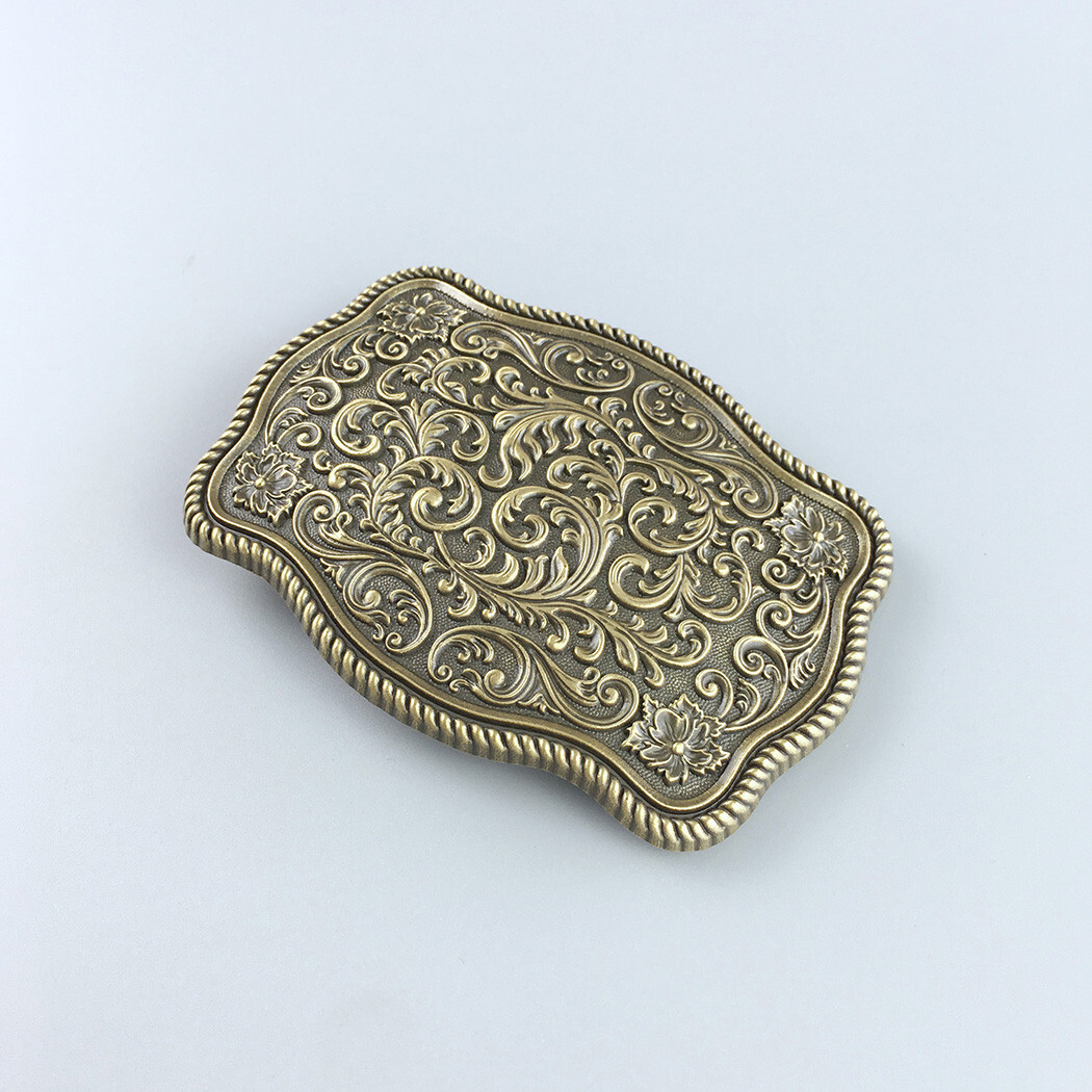 Antique Bronze Western Flower Pattern Rectangle Belt Buckle Boucle de Ceinture