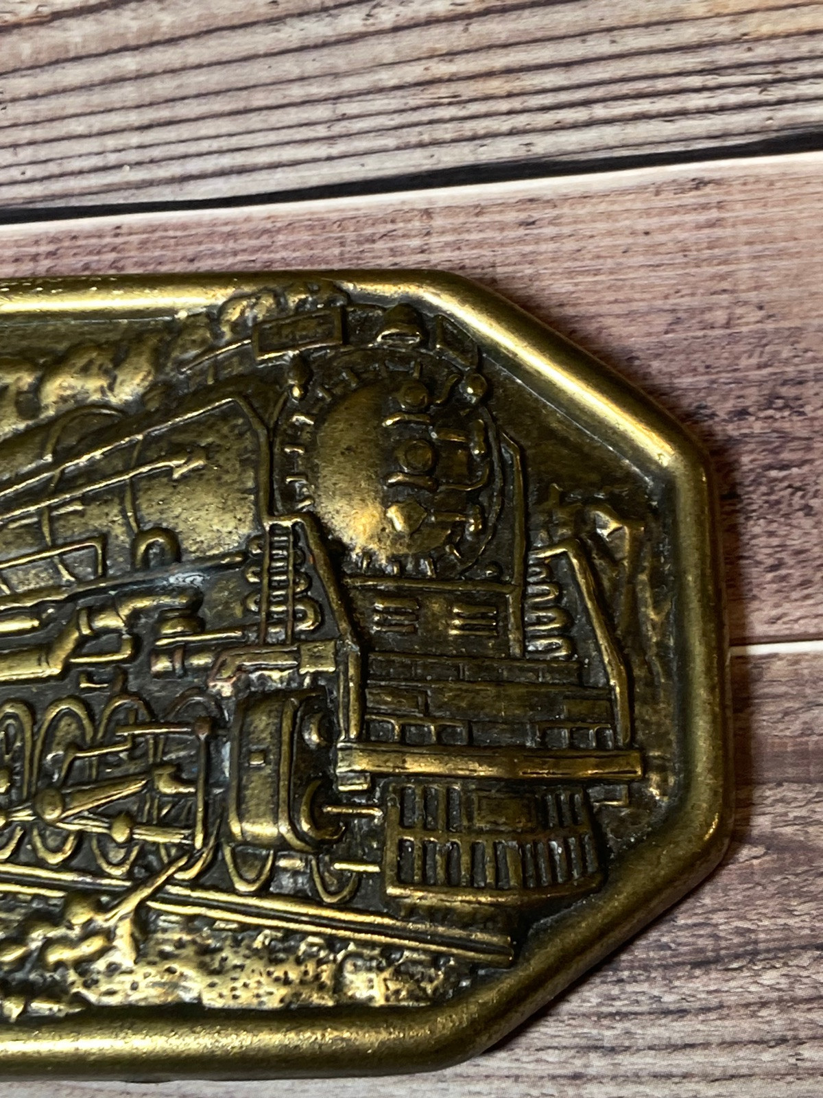 Vintage belt buckle RAILROAD locomotive BRASS train engine WESTERN cowboy