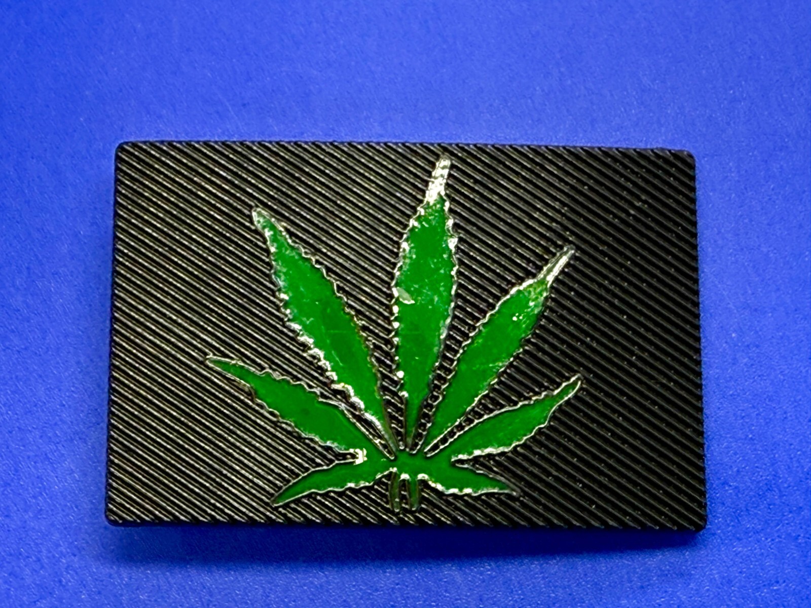 Marijuana Cannabis Weed Pot Leaf Green & Black Color Rectangular Belt Buckle