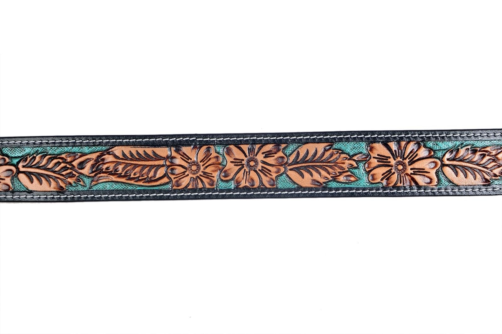Affilare Western Belt Genuine Leather For Men and Women 28, Teal Tan