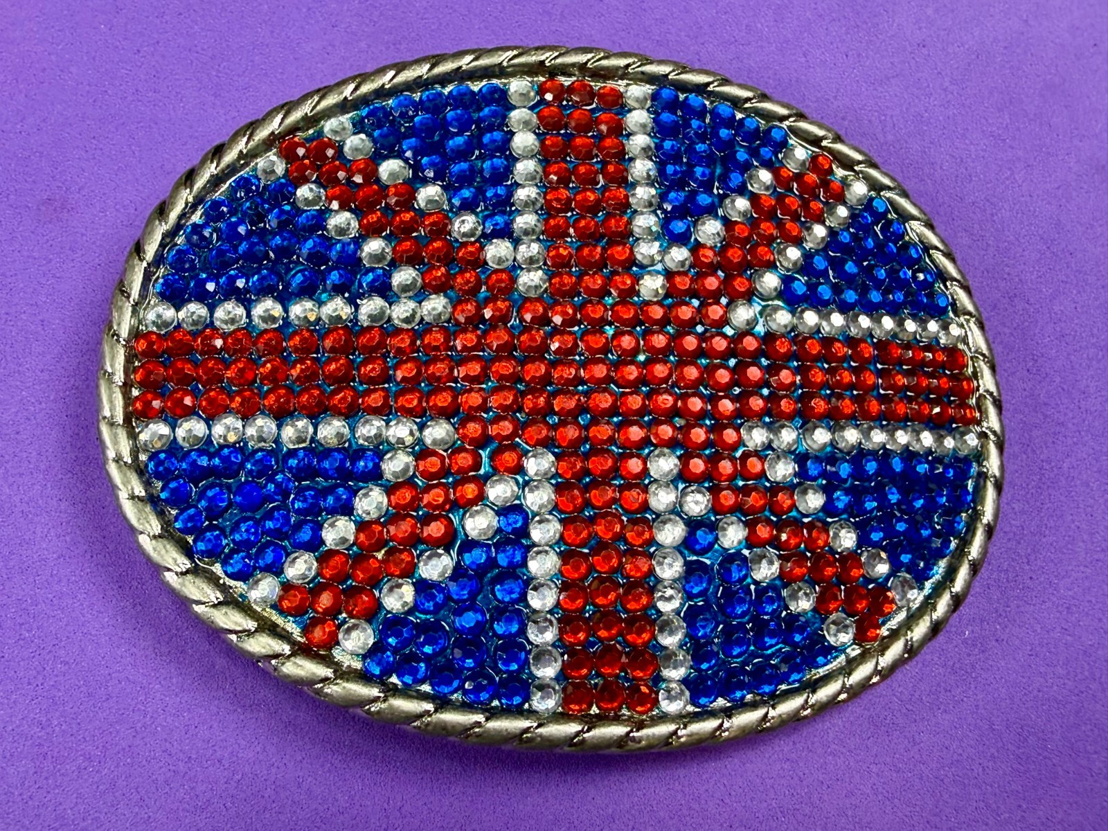 British Union Jack England British Flag Red Blue White Rhinestone Belt Buckle