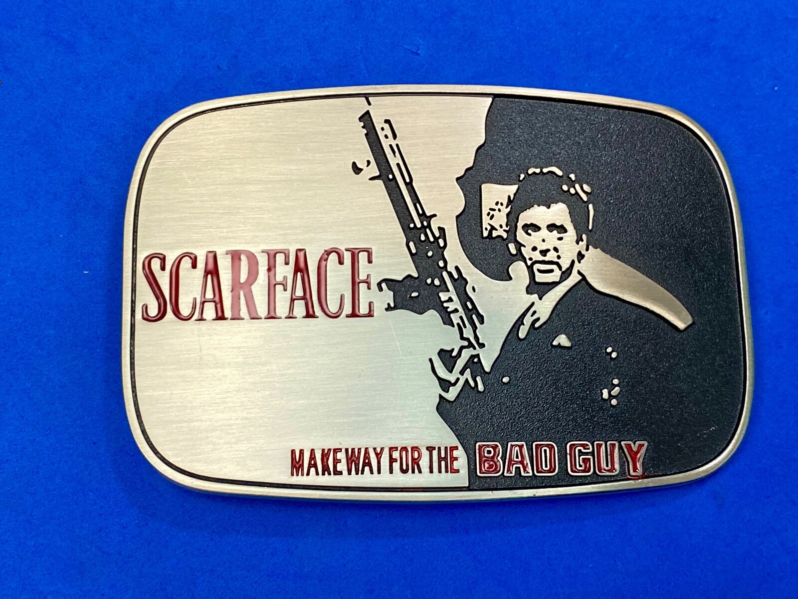 Scarface Make Way For The Bad Guy! Tony Montana Al Pacino Guns Up! Belt Buckle