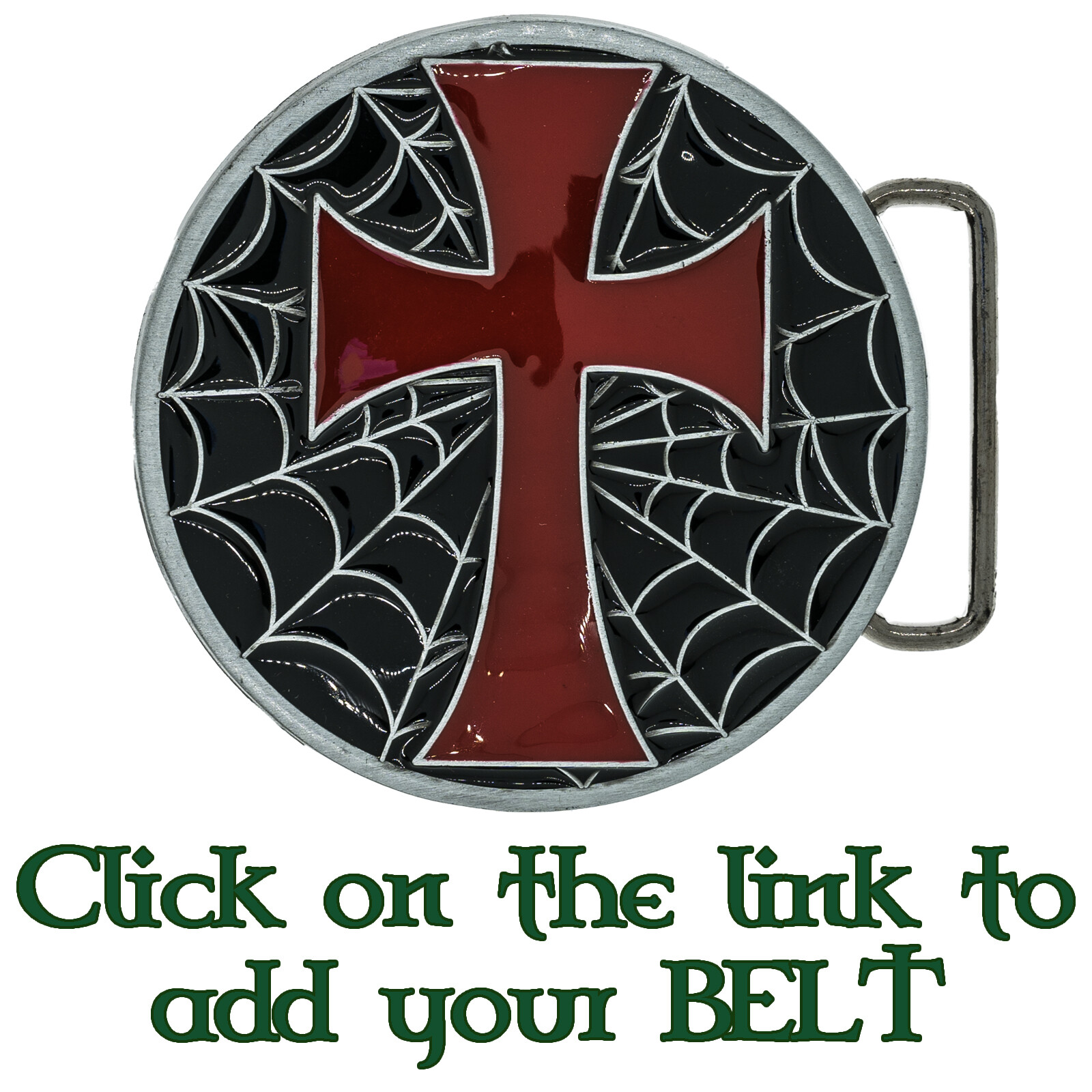 Spider Web Cross Belt Buckle Biker Metal Spiderman Heraldic Crucifix Gothic