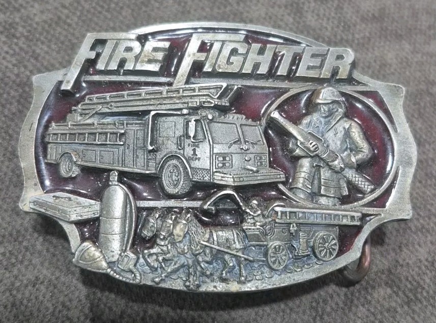 Vintage 1989 Fire Fighter Belt Buckle Fire Department AG-13 Arroyo Grande