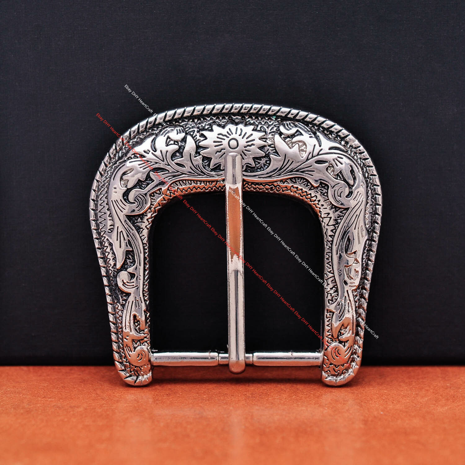 Western Engraved Silver Equestrian Tack Bridle/Halter Belt Buckle 3pc Set 1-1/2&Prime;