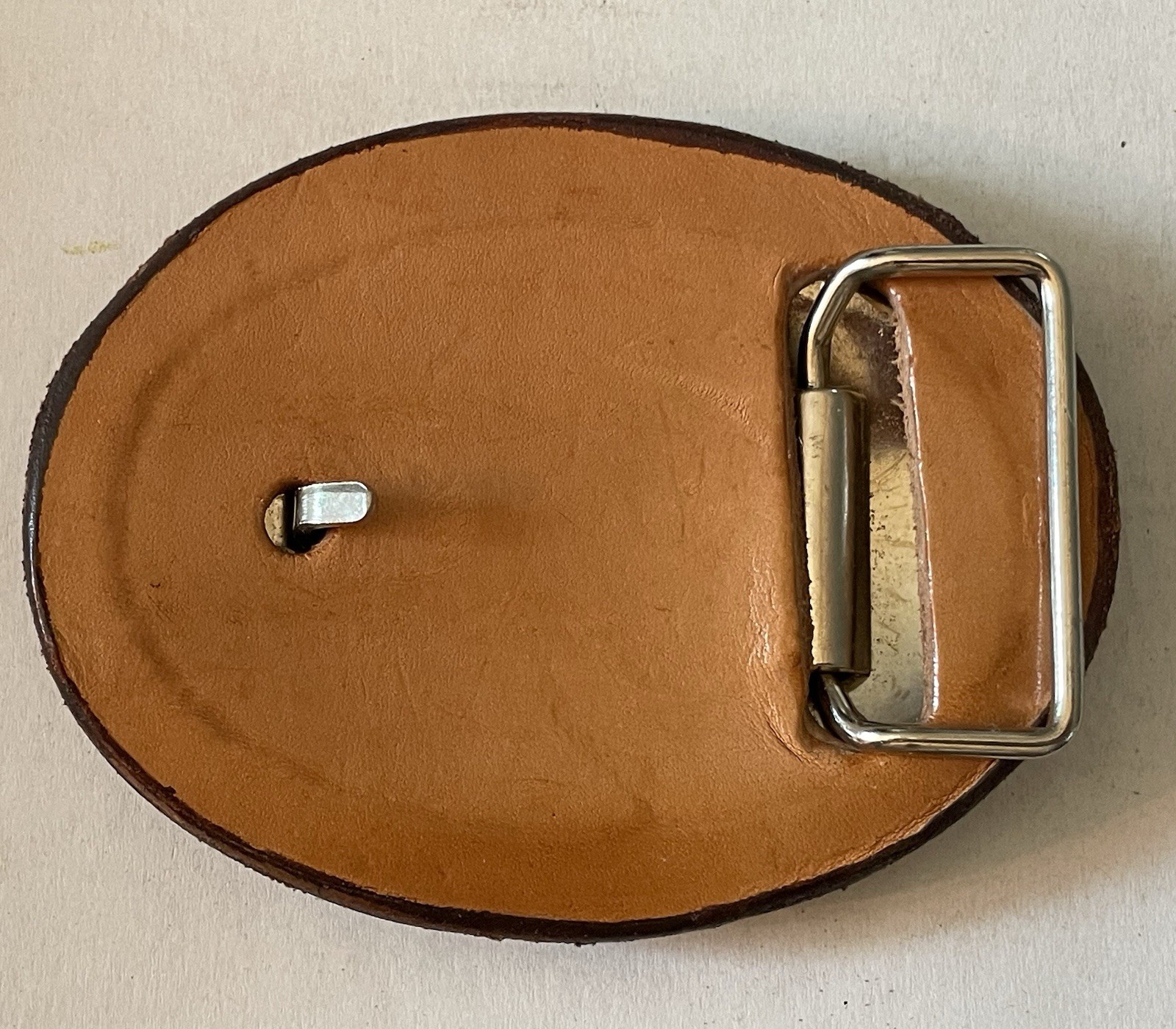 Vintage AMERICAN EAGLE Hand Tooled Leather Belt Buckle Western Cowboy Rodeo 3.5”