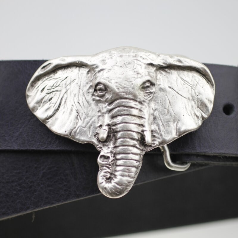 Elephant Belt Buckle Antique Look Antique Silver – Solid Vintage Buckle with Detail