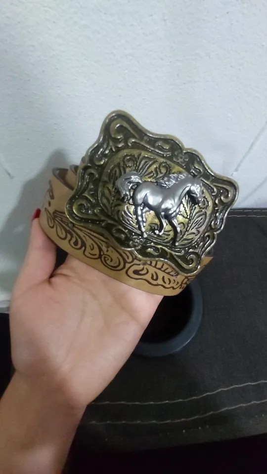 Vintage Western Cowboy Belt – Retro Buckle Printed Belt for Men & Women