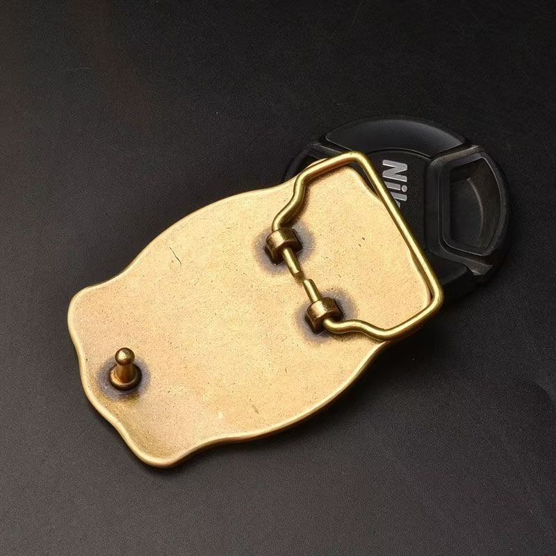 Men&rsquo;s pure brass smooth buckle belt headChinese zodiac ox belt head plate buckle