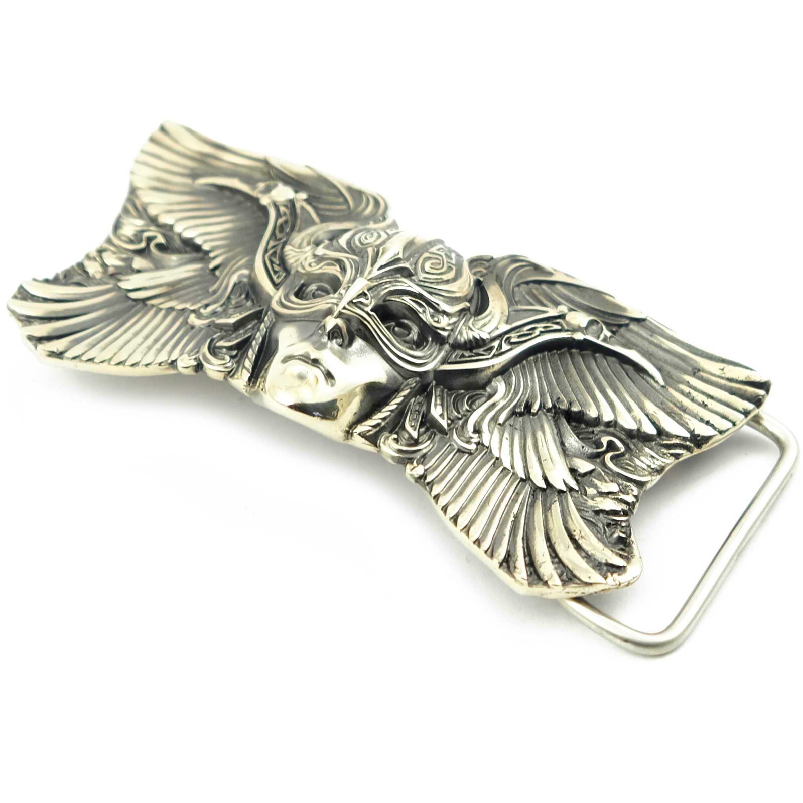 Valkyrie german silver belt buckle, Scandinavian Nordic Celtic Viking buckle