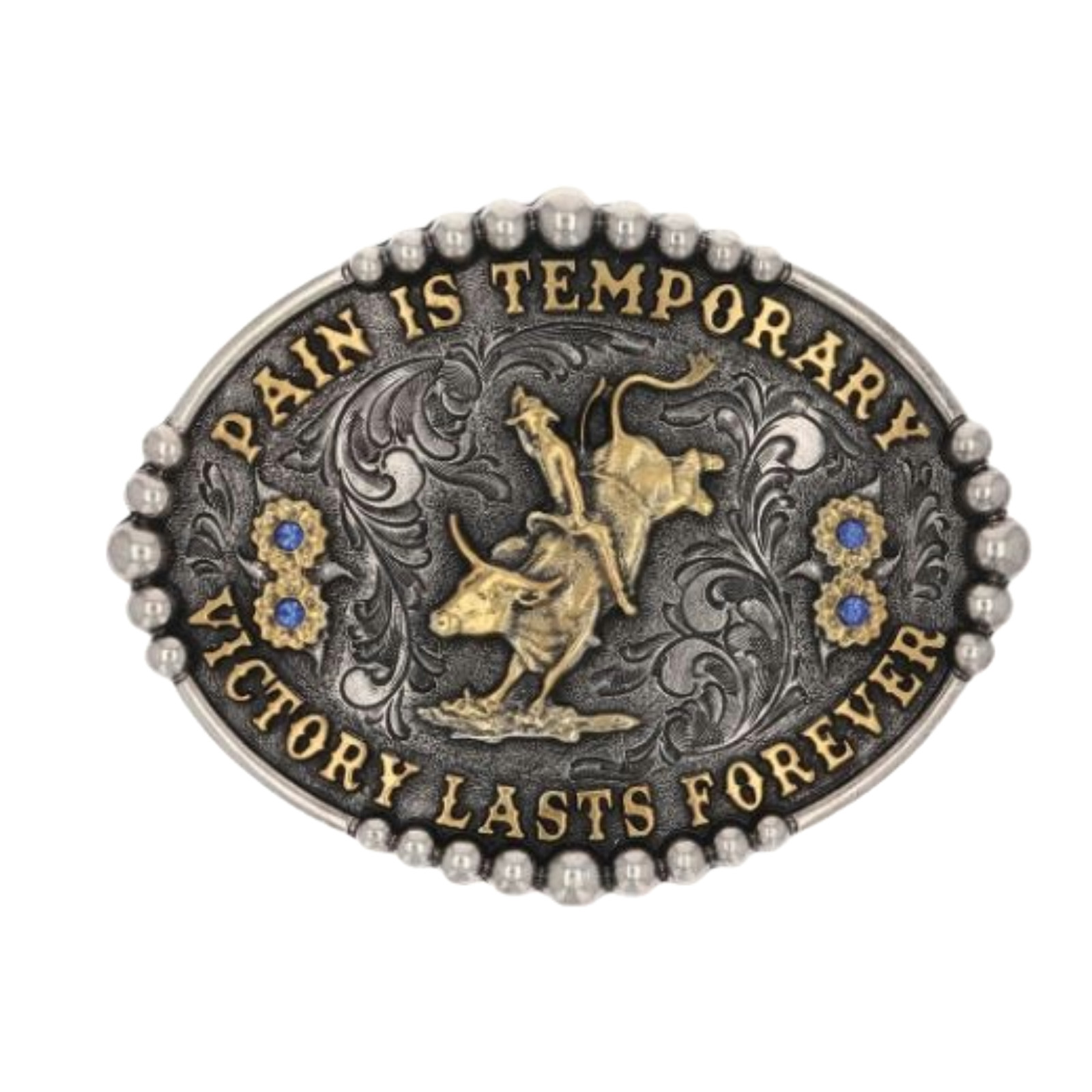 Montana Silversmiths Pain Is Temporary Bull Riding Attitude Buckle A829