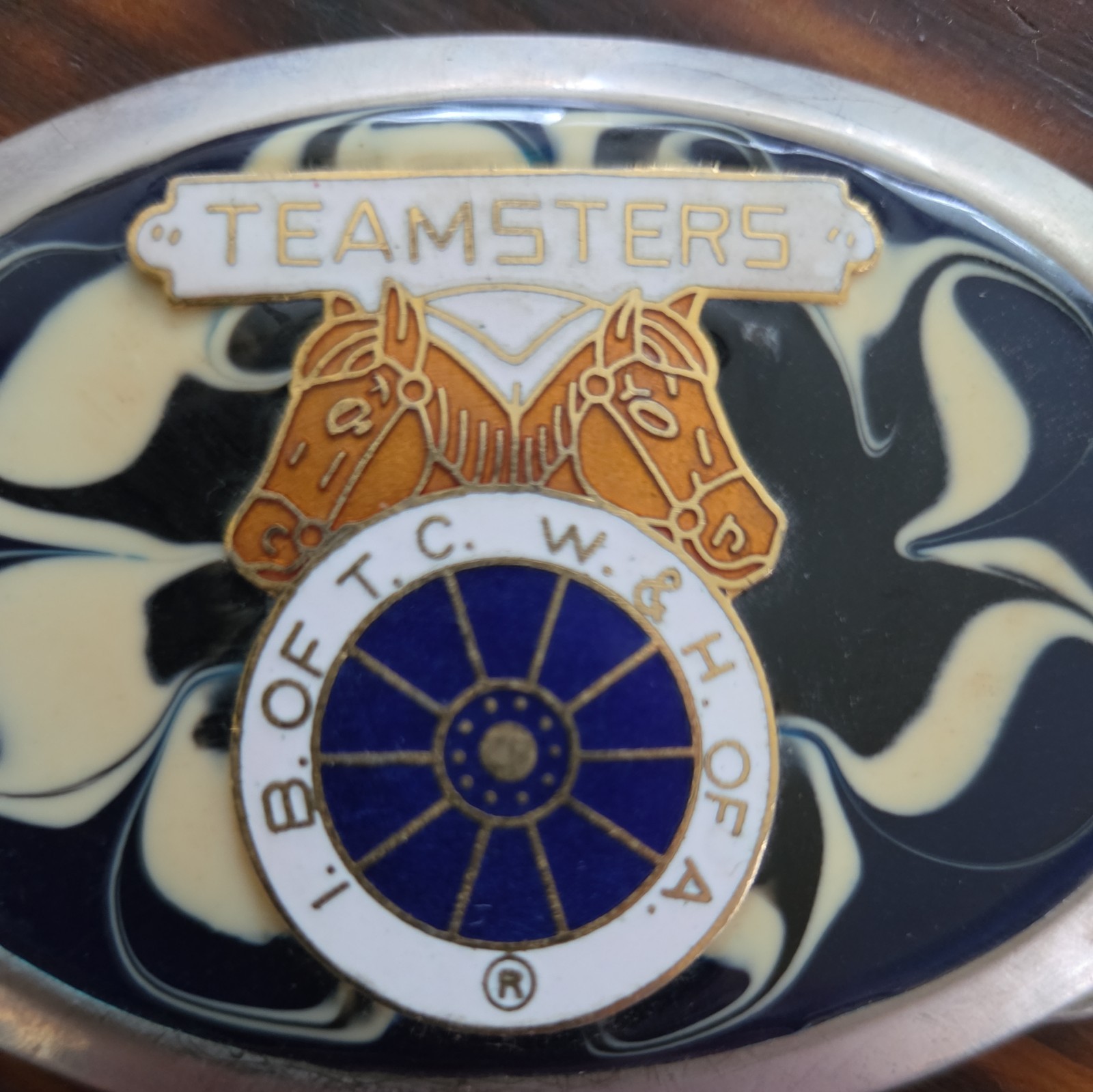 Vintage Teamsters Labor Union Belt Buckle – I.B. OF T.C. W.&H. OF A. – Trades