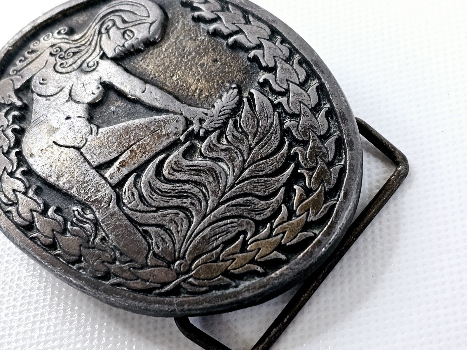 CDC Metalworks Belt Buckle Nude Woman Risqué Eve Garden Of Eden Made In USA Vtg