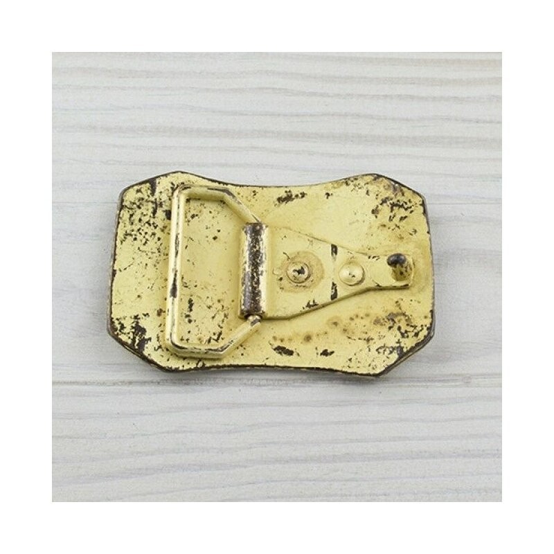Vintage Yellow Textured Belt Buckle – Rustic Metal Buckle