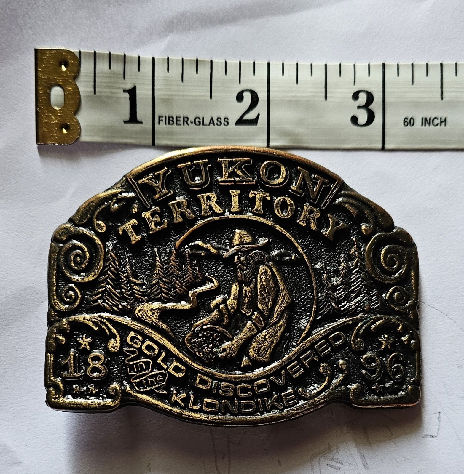 Yukon Territory Klondike Gold Rush 1896 Metal Belt Buckle Antique Finish 1.5&Prime;