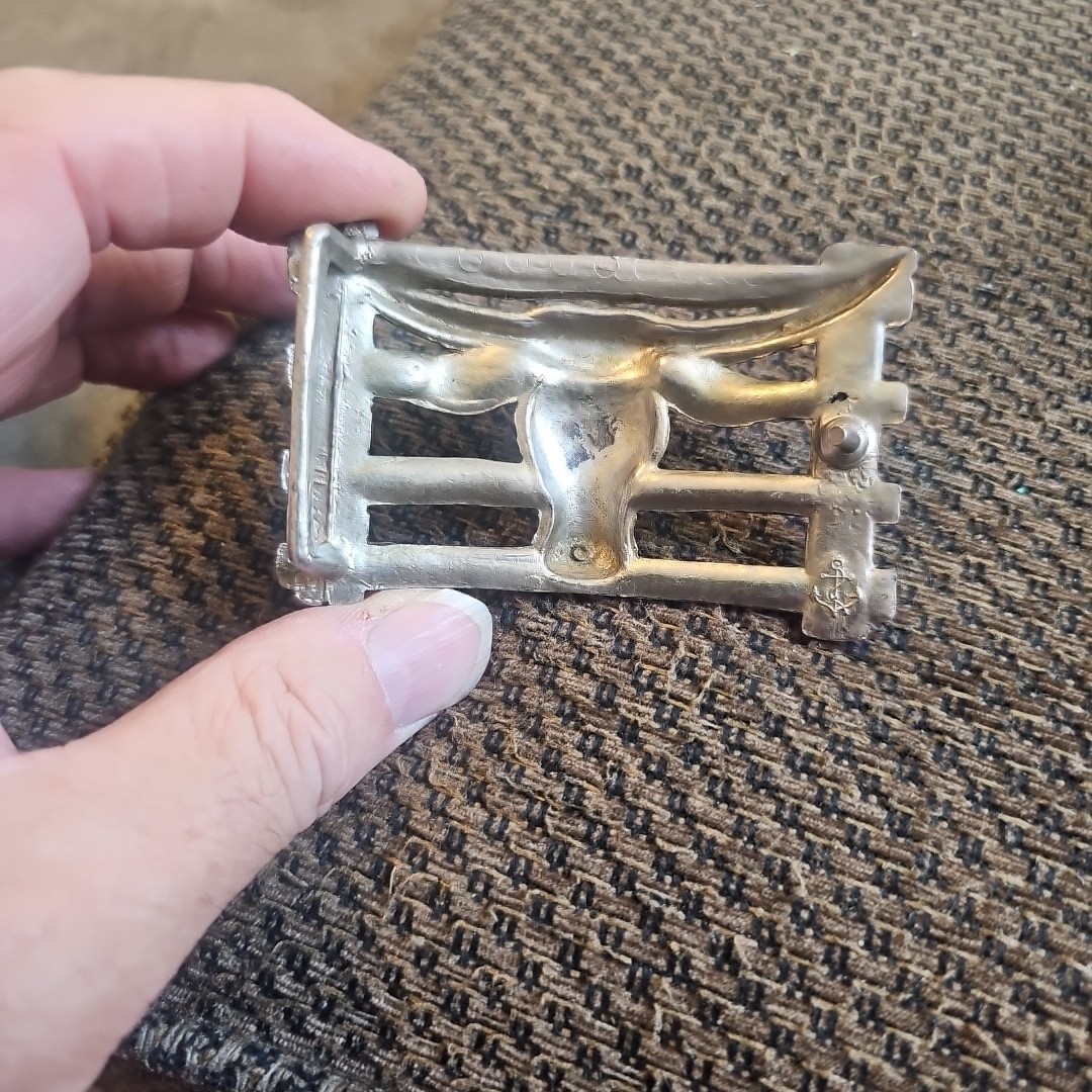 Silver-tone metal Longhorn Cow & Fence Western Style Belt Buckle 2&Prime; Belt Width
