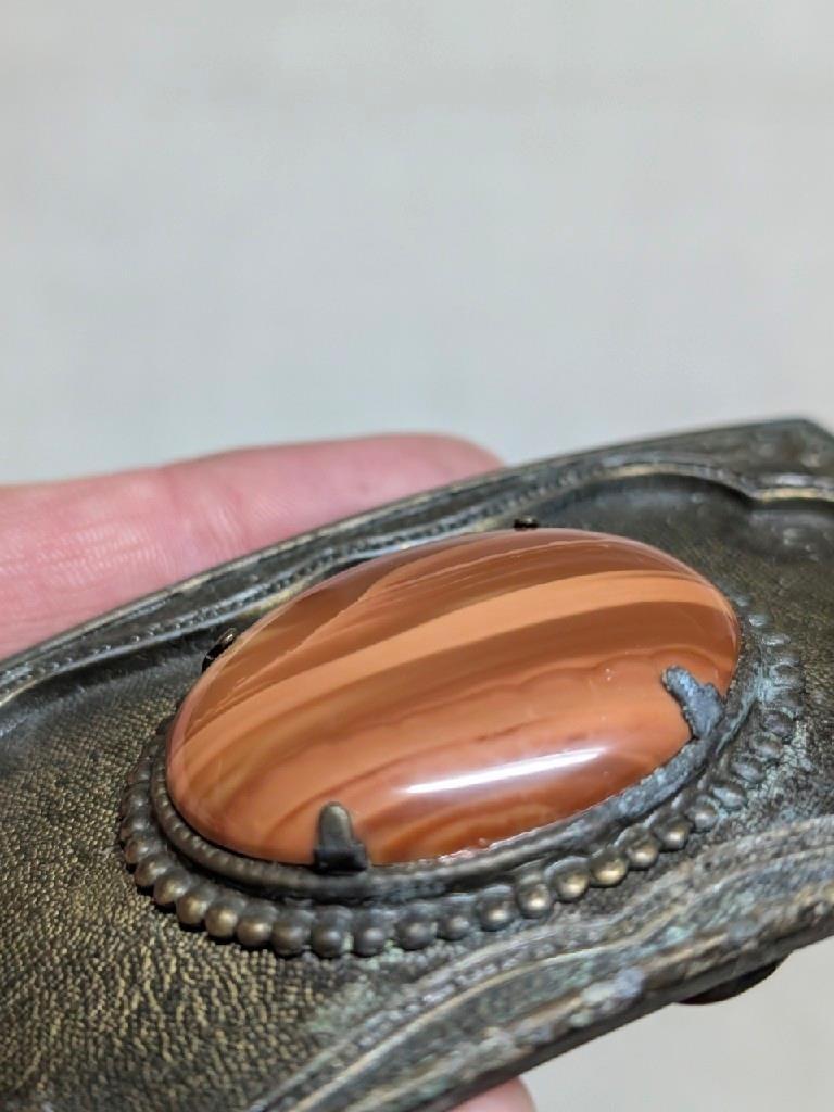 vintage PICTURE JASPER belt buckle SOUTHWESTERN native american GEMSTONE