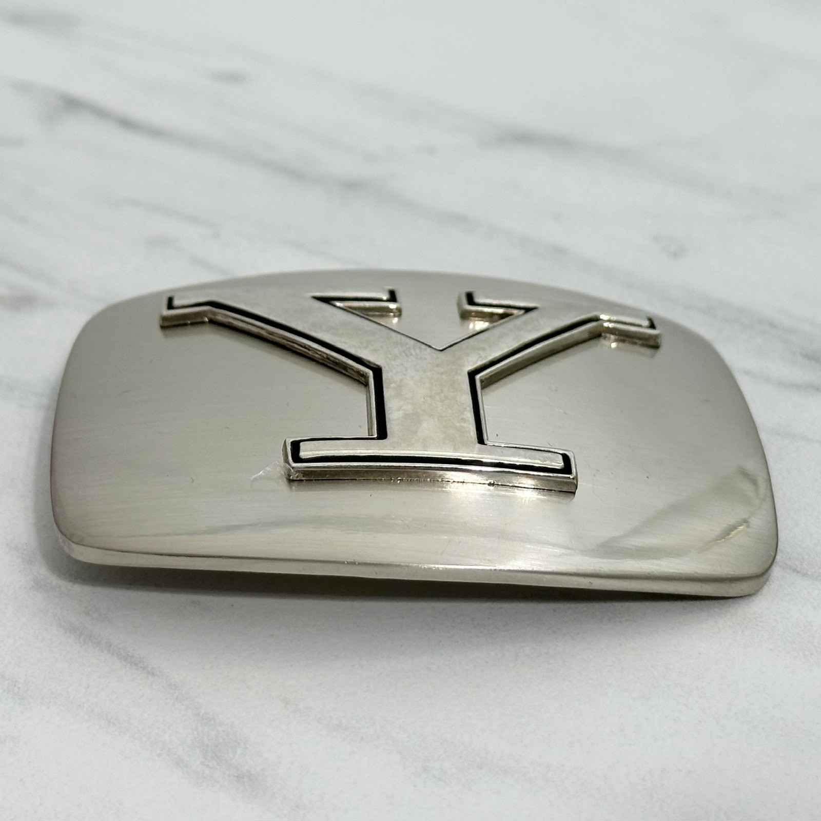 Letter Y Initial Monogram Silver Tone Belt Buckle Western – 3.16&Prime; x 2.78&Prime;